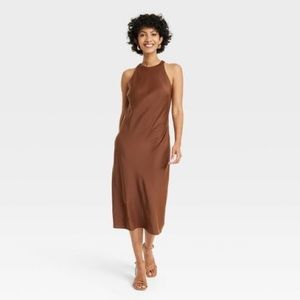 SILK SLIP DRESS | HIGH NECK